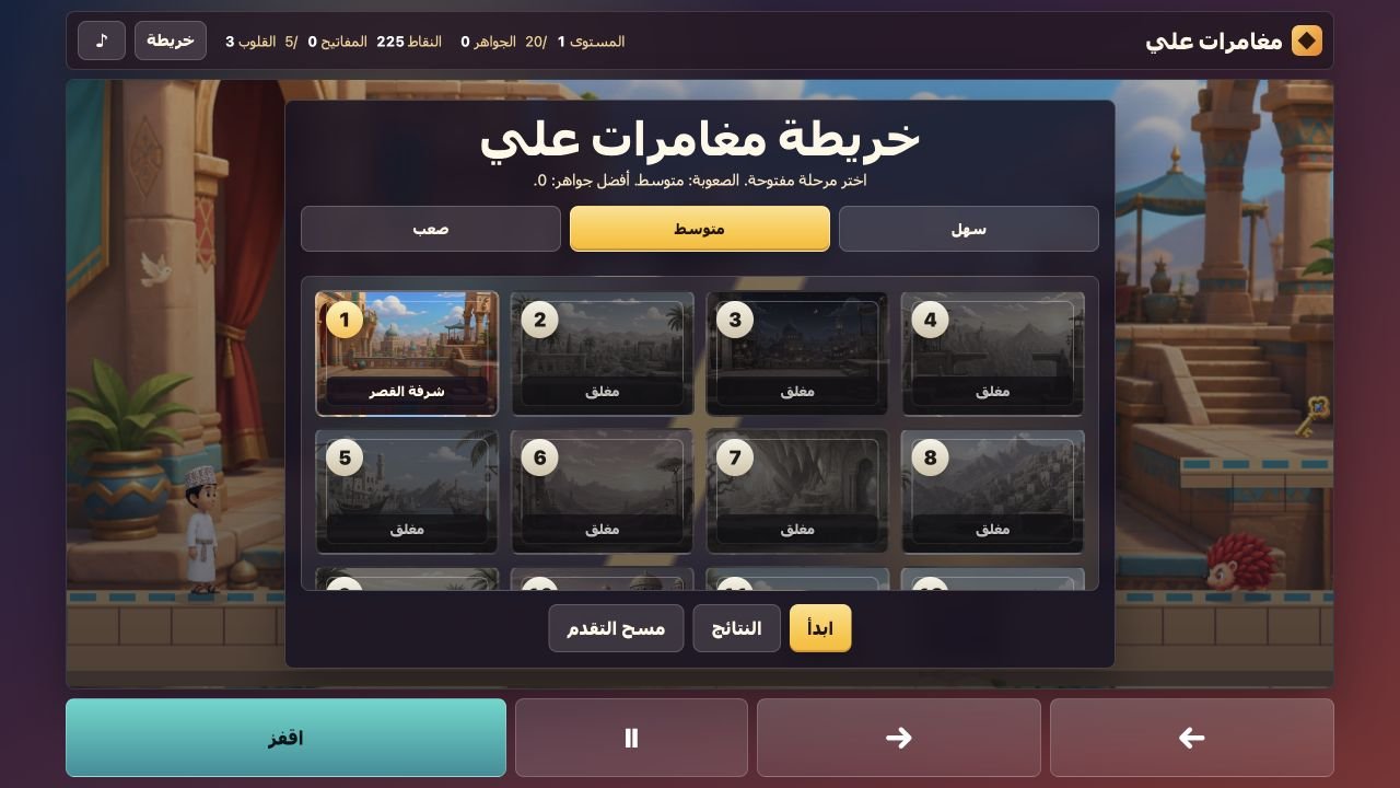 The Arabic level map in Ali Adventures