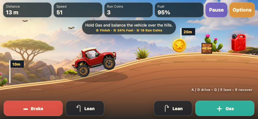 Ridgebound Rally landscape gameplay